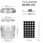 CycleMore 40 Pcs 4oz Clear Glass Mini Mason Jars With Silver Separable Lids and Diamond appearance, Small Spice Canning Jars for Honey, Jam, Jelly, Wedding Favors, Kitchen Food Storage
