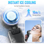 Playhot Portable Handheld Turbo Fan With Ice Cooling, Rechargeable Personal Fan, Up Tp 12Hrs Cooling, 5 Speed 25550Rpm Powerful Portable Fan For Travel, Outdoor, Camping, Hiking (Black)