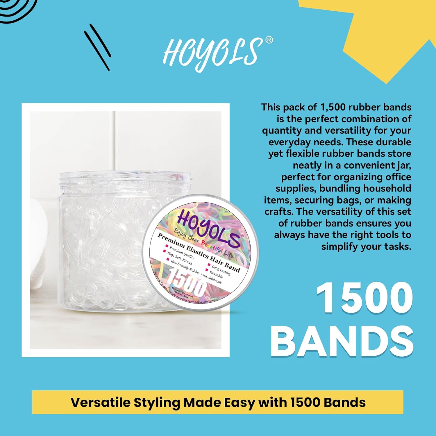 Hoyols Clear Hair Ties, 1500Pcs Mini Clear Elastic Hair Bands For Girls Women, Small Rubber Bands For Ponytails Braids Hairstyles, No Damage Hair Elastics, 1 Inch Tpu