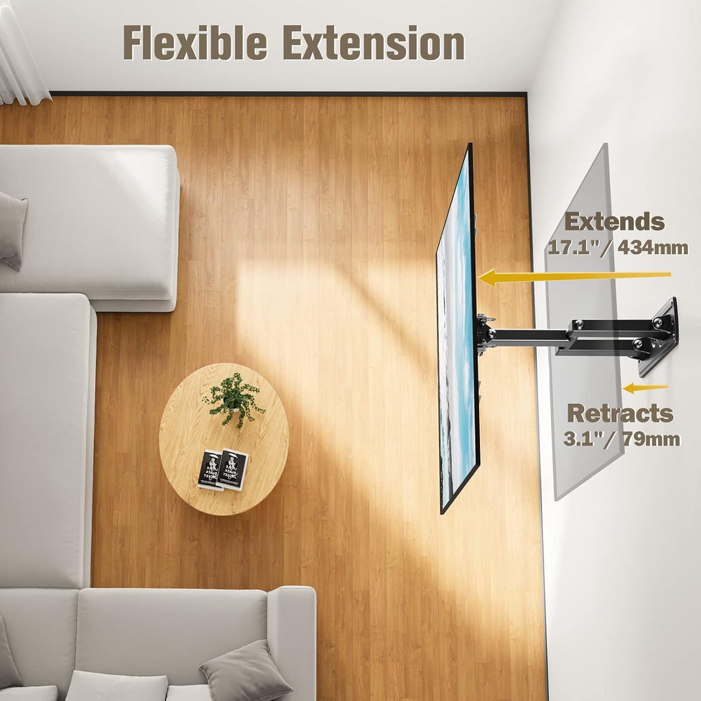 Mounting Dream Tv Wall Mount Swivel And Tilt For Most 26-55 Inch Tv, Tv Mount Perfect Center Design, Full Motion Tv Mount Bracket With Articulation, Up To Vesa 400X400Mm, 60 Lbs, Md2377