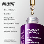 Paula'S Choice Clinical 20% Niacinamide Vitamin B3 Concentrated Face Serum, Anti-Aging Serum For Face, Treatment For Discoloration & Minimizing Large Pores, Fragrance-Free, 0.67Oz