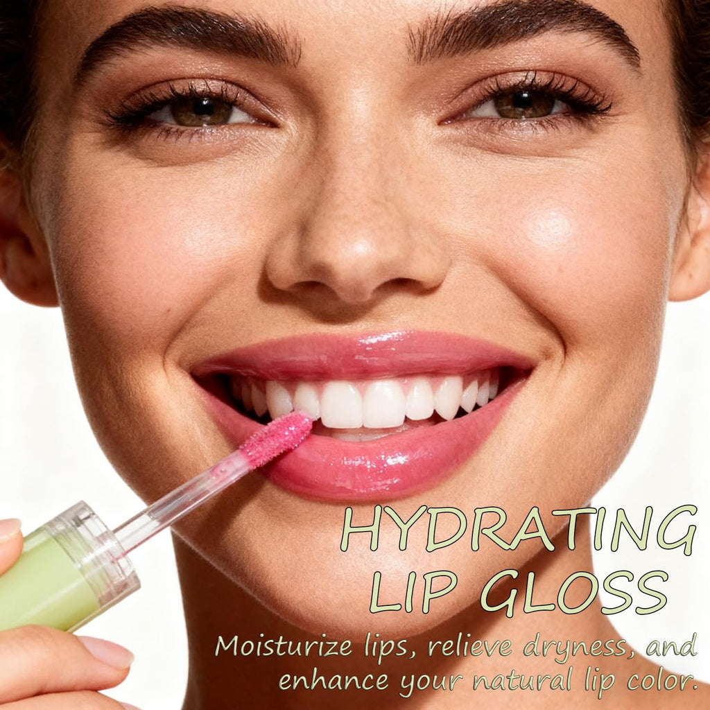 4 Pack Hydrating Glow Lip Oil Makeup Set For Women, Moisturizing Lip Gloss With Glow Finish, Long Lasting Nourishing Lip Care Full Oil Lip Drip, Sweet Candy Scent (Set A, Light)