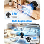 Fan For Bedroom,Desk Fans,Air Circulator Fan With Remote, 90°Vertical +120°Auto Oscillating,100 Speeds, 10H Timer, 25Db Quiet Fan,Digital Display Rechargeable Usb, For Home Office Travel（Black）