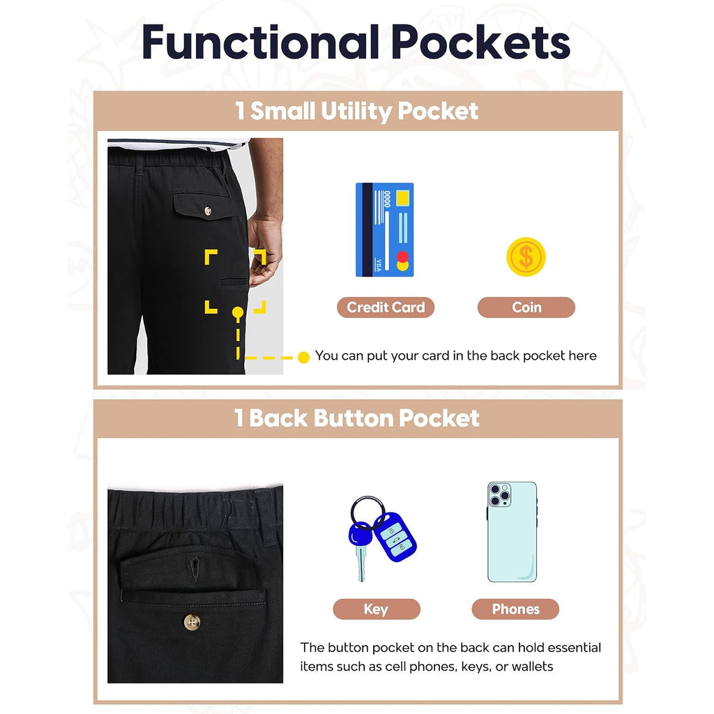 Maamgic Men'S Classic-Fit 7" Cotton Casual Shorts Elastic Waistband With Multi-Pocket Daily Wear Walking Summer Outfit