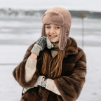 Piecees Fur Trapper Hat for Women Men Winter Hats with Ear Flaps Fuzzy Russian Ushanka Fluffy Snow Hat for Cold Weather Warm