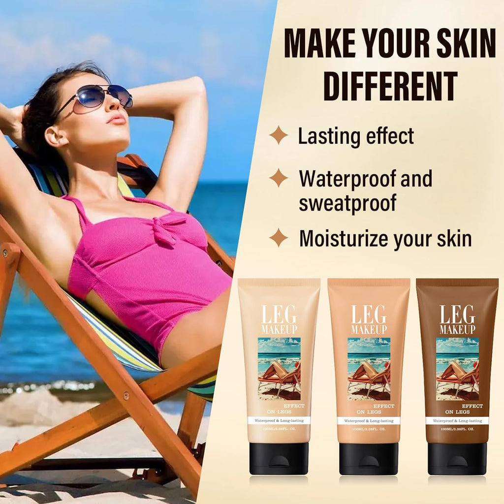 Legs Makeup Waterproof with Brush,No Transfer Body Concealer,Tattoo Cover Up Makeup Waterproof,Long Last Body Foundation for All Skin Tones,100ML (Medium)