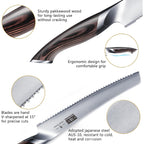 Hoshanho Bread Knife 10 Inch, Japanese High Carbon Stainless Steel Serrated Bread Knives, Professional Bread Cutting Knife For Homemade Bread