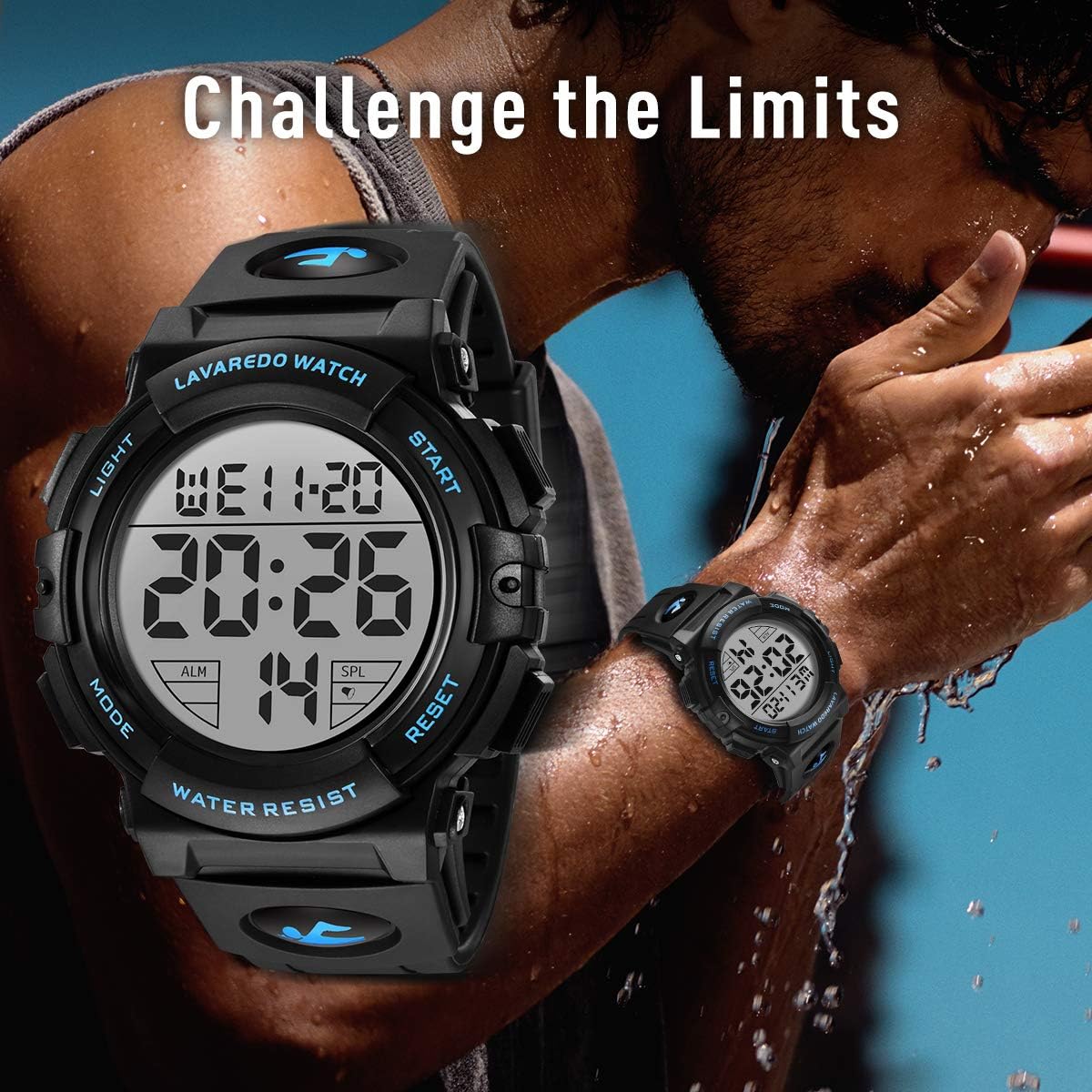 L Lavaredo Mens Digital Watch Sports Military Watches Waterproof Outdoor Chronograph Wrist Watches For Men With Led Back Ligh/Alarm/Date