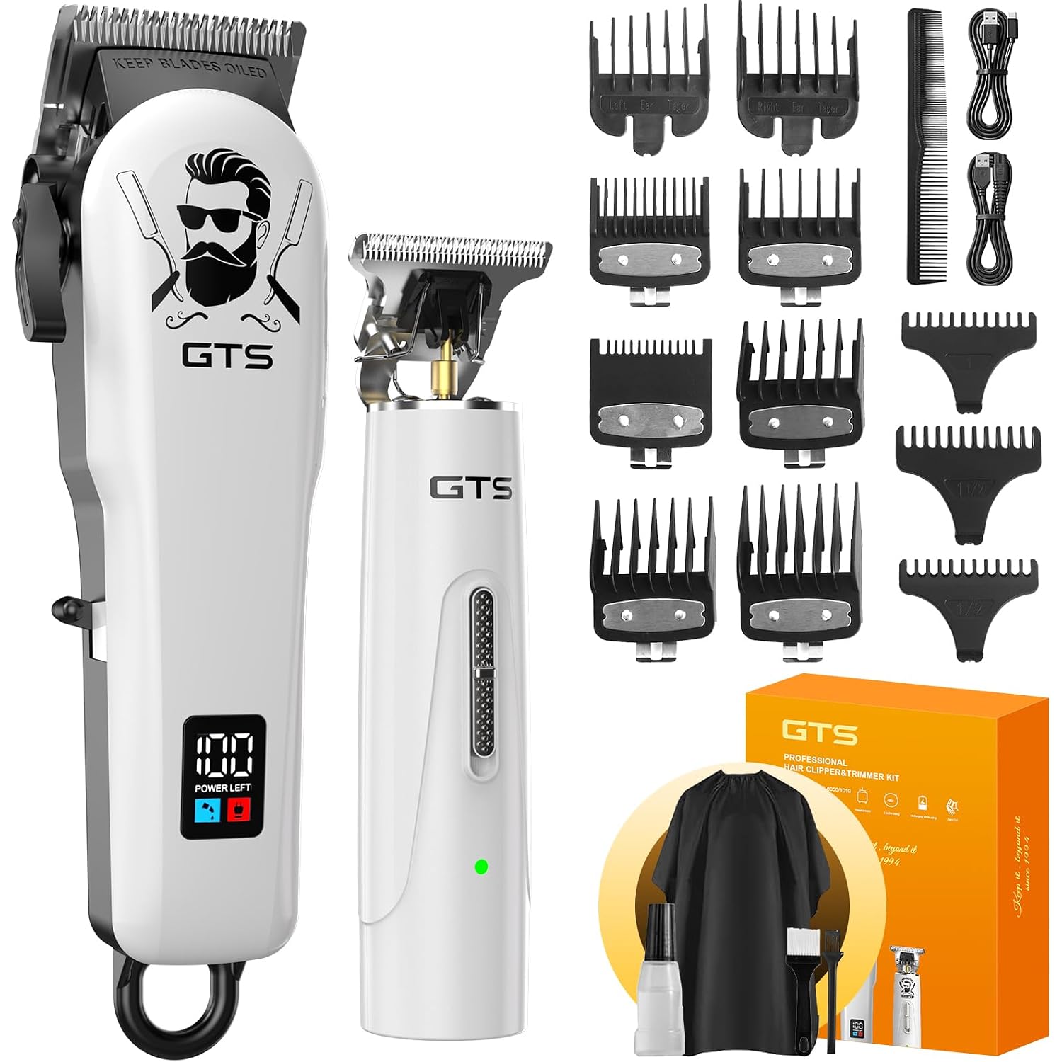 Gtspro Hair Clippers For Men, Clippers And Trimmers Set, Barber Clippers, Electric Hair Trimmer With Box, Gifts For Men, White