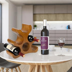 Countertop Wine Rack - 6 Bottle Wooden Wine Rack - Freestanding Wine Bottle Holder Stand - Wine Storage Rack For Cabinet Pantry Bar Kitchen