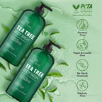 Botanic Hearth Tea Tree Body Wash, 16 Fl Oz (473 Ml) Pack Of 2 | With Tea Tree Oil, Peppermint & Sea Buckthorn | Gently Cleanses, Refreshes & Nourishes Skin | Sulfate & Paraben Free | For Men & Women