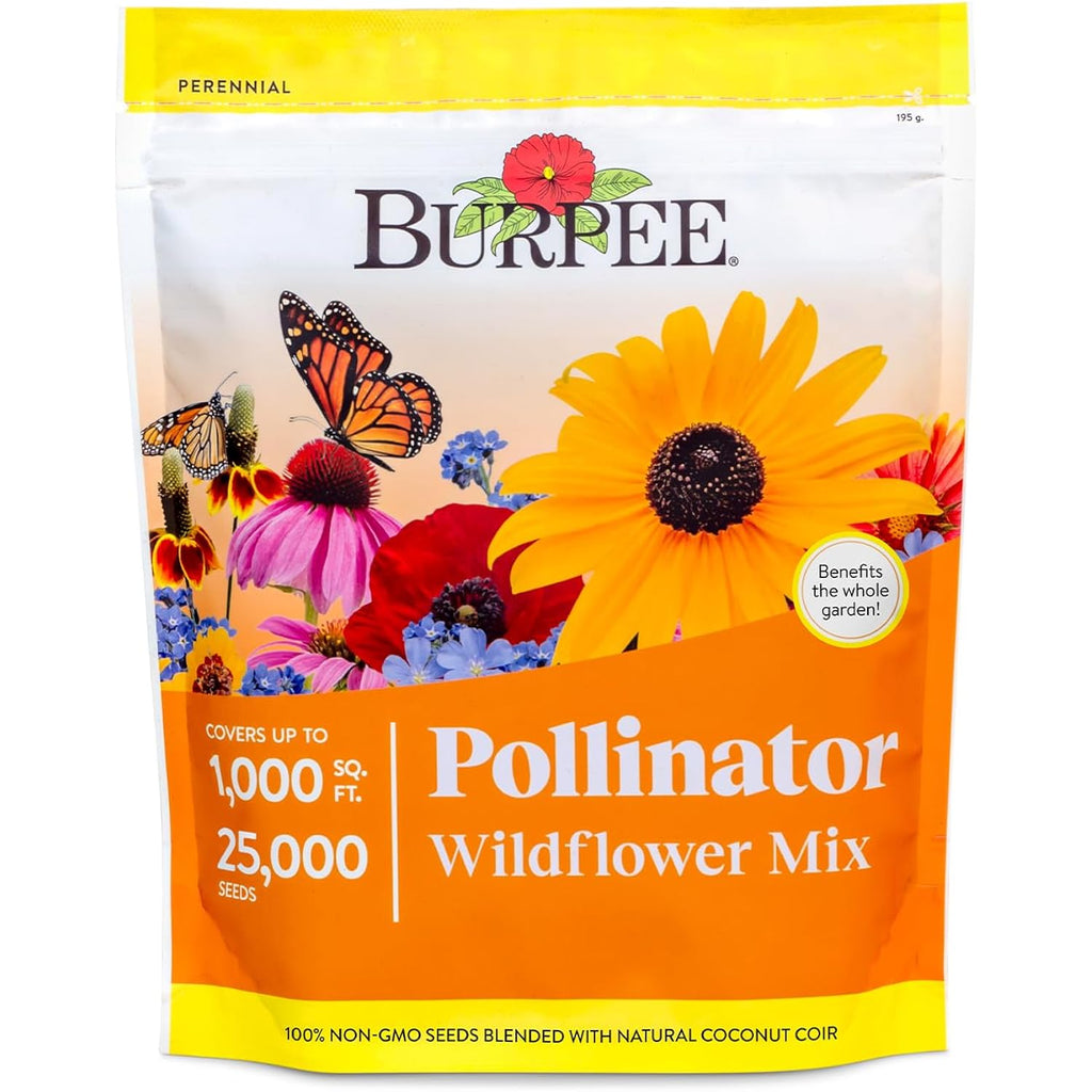Burpee Wildflower 25,000 Bulk, 1 Bag, 18 Varieties Of Non-Gmo Flower Seeds Pollinator Garden, Pollinator Mix