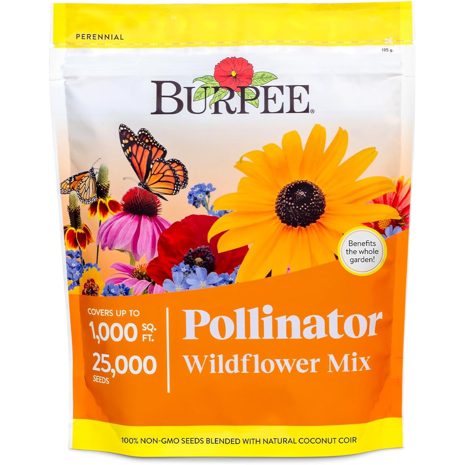 Burpee Wildflower 25,000 Bulk, 1 Bag, 18 Varieties Of Non-Gmo Flower Seeds Pollinator Garden, Pollinator Mix