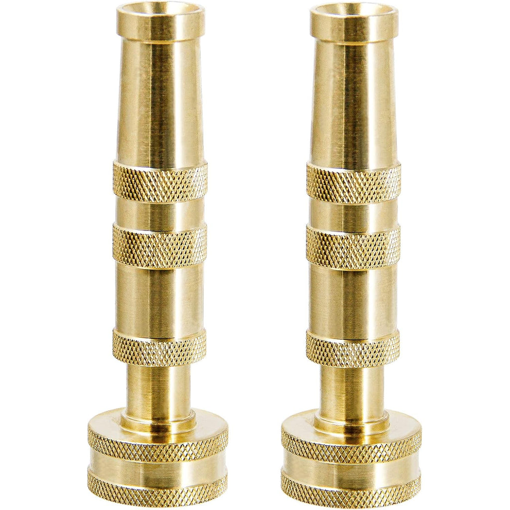 Twinkle Star Heavy-Duty Brass Adjustable Twist Hose Nozzle, 2 Pcs | 3/4” Ght Brass Garden Hose Nozzle, Adjustable Water Flow