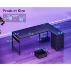 Aodk L Shaped Gaming Desk With 4 Drawers, 61" Reversible Home Office Desks With Power Outlets, L Shaped Computer Desk With Usb Charging Port And Host Stand, Corner Desk, Easy To Assemble, Black
