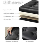 Bsketa Storage Ottoman, Folding Foot Stool With Thicker Foam Padded Seat Small Leather Storage Ottoman Bench Foot Rest For Living Room Foldable Coffee Table 17X13X13In,Black