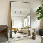 Koonmi 76"X34" Floor Mirror Full Length, Bedroom Floor Body Mirror With Stand, Large Black Mirror, Leaning, Standing Or Hanging Horizontally/Vertically