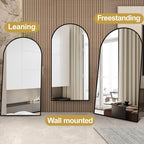 Dewfig Arched Full Length Mirror, 76"x34" Large Floor Mirror, Full Body Mirrors for Leaning or Hanging, Standing Mirrors for Bedroom, Living Room,Dressing Room, Aluminum Alloy Frame, Black
