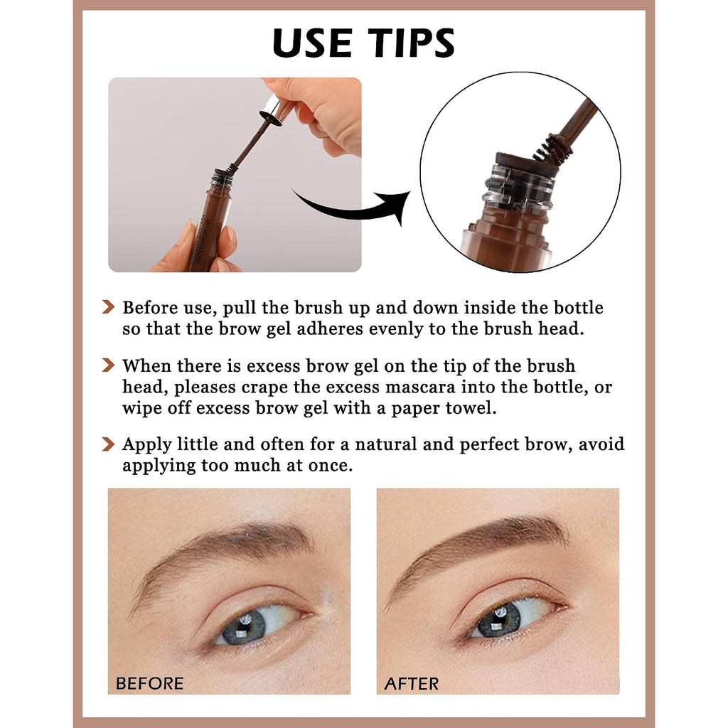 Waterproof Tinted Brow Gel- Long Lasting Smudgeproof Liquid Eyebrow Makeup, Eyebrow Mascara Tinted Brow Glue, Eye Brow Filler, Volumizing Enhance Brow Mascara,With Brow Razor,Gift For Women- 03Brown