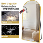 Arched Full Length Mirror, 70"X26" Free Standing Floor Mirror, Modern Full Body Mirrors With Stand, Wall Mirrors With Aluminum Alloy Frame For Bedroom,Living Room, Gold