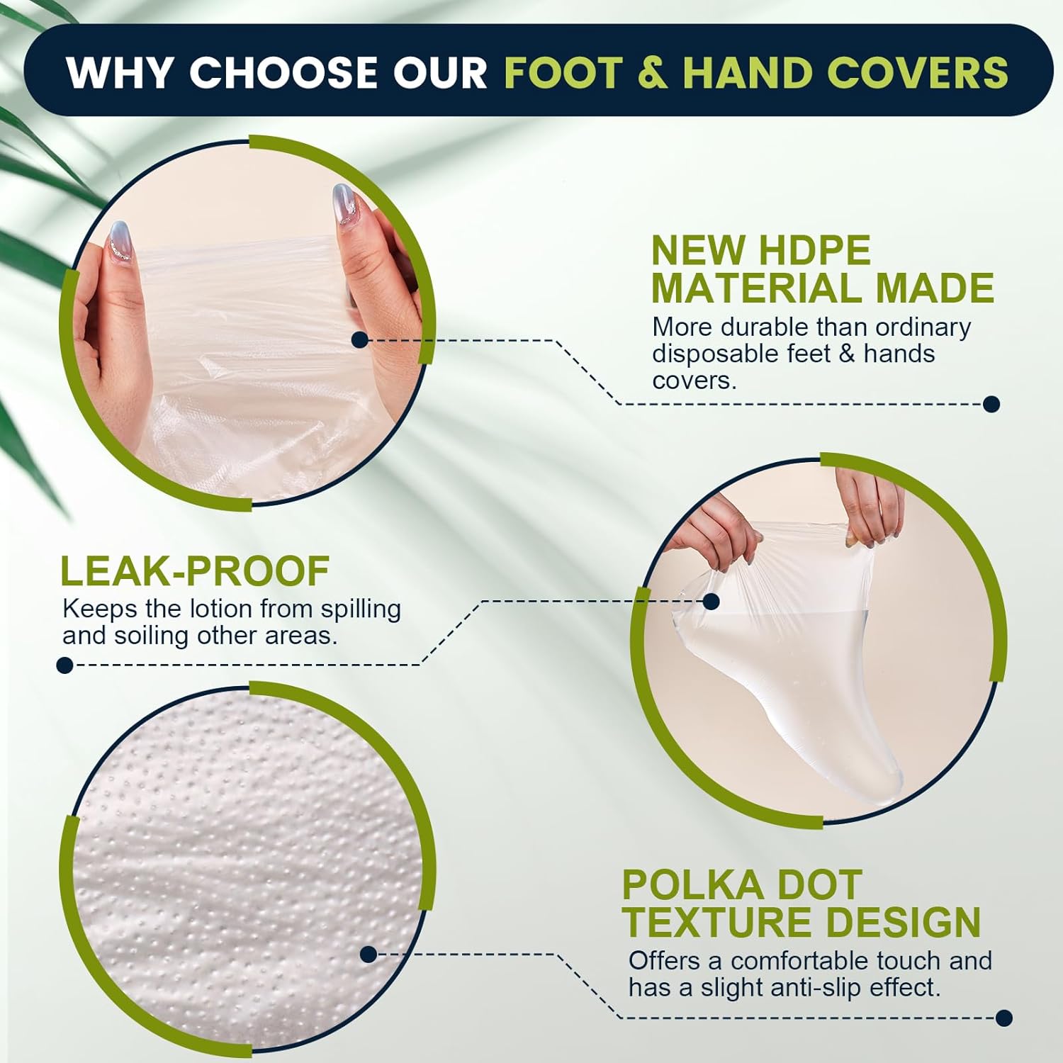 TEAWOO 200PCS Disposable Hand & Foot Mask Set, 100P Hand Masks + 100P Foot Masks with Stickers, Leak-Proof Moisturizing Covers for Paraffin Therapy & at-Home Skin Care (Feet Fit up to US 9)