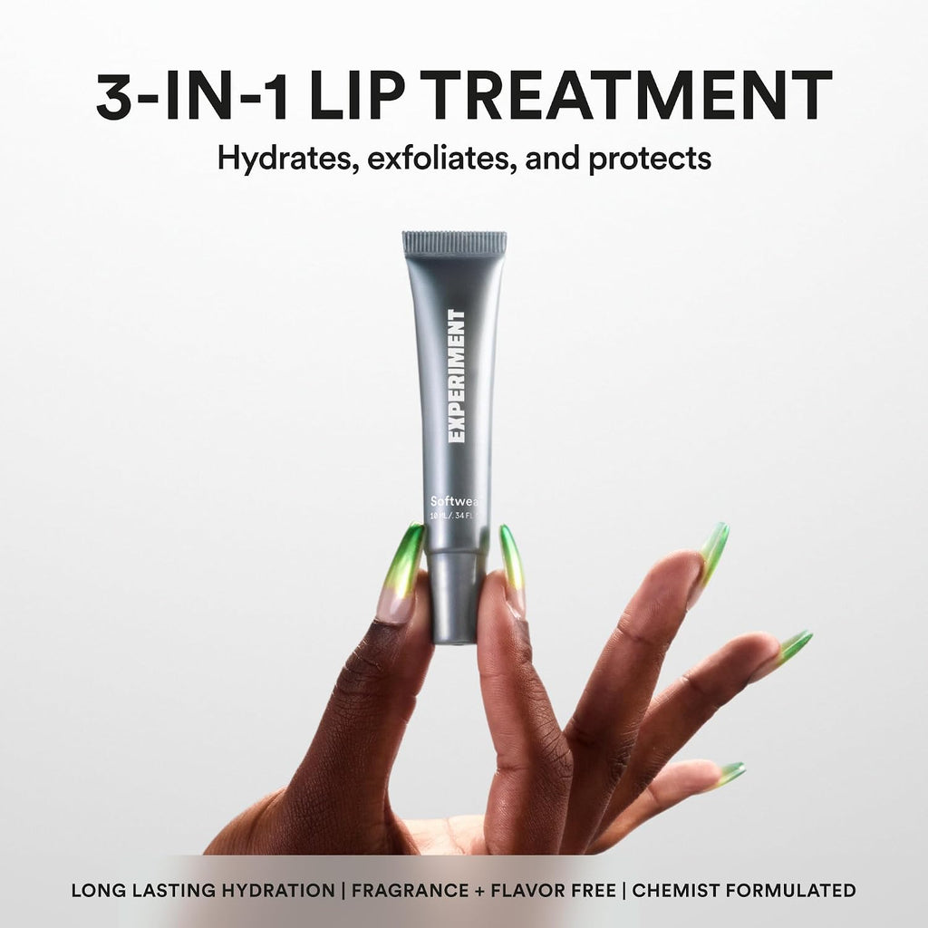 Experiment Softwear Smoothing Lip Treatment Balm - 24Hr Hydration With Squalane, Glycerin, & Pomegranate Sterols - Intensive Moisture & Repair For Extra Dry, Flaky Lips - Vegan Lip Balm, .34 Fl Oz