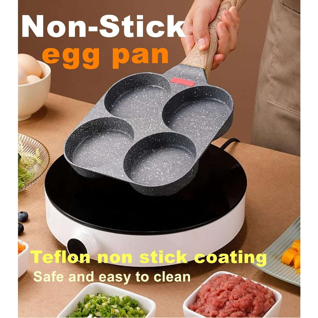 HUPECHAM 4-Cup Egg Pan Nonstick, and Granite Egg Frying Pan, Versatile Breakfast Skillet for Eggs, Pancakes, Plett, Crepes, Compatible with Gas Stove and Induction Cooktop