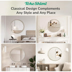 30 Inch Brushed Nickel Mirror Round Tempered, Shatterproof Bathroom Vanity Mirror Circle, Metal Farmhouse Wall Mounted Mirror For Vanity, Entryway, Bedroom, Restroom, Living Room