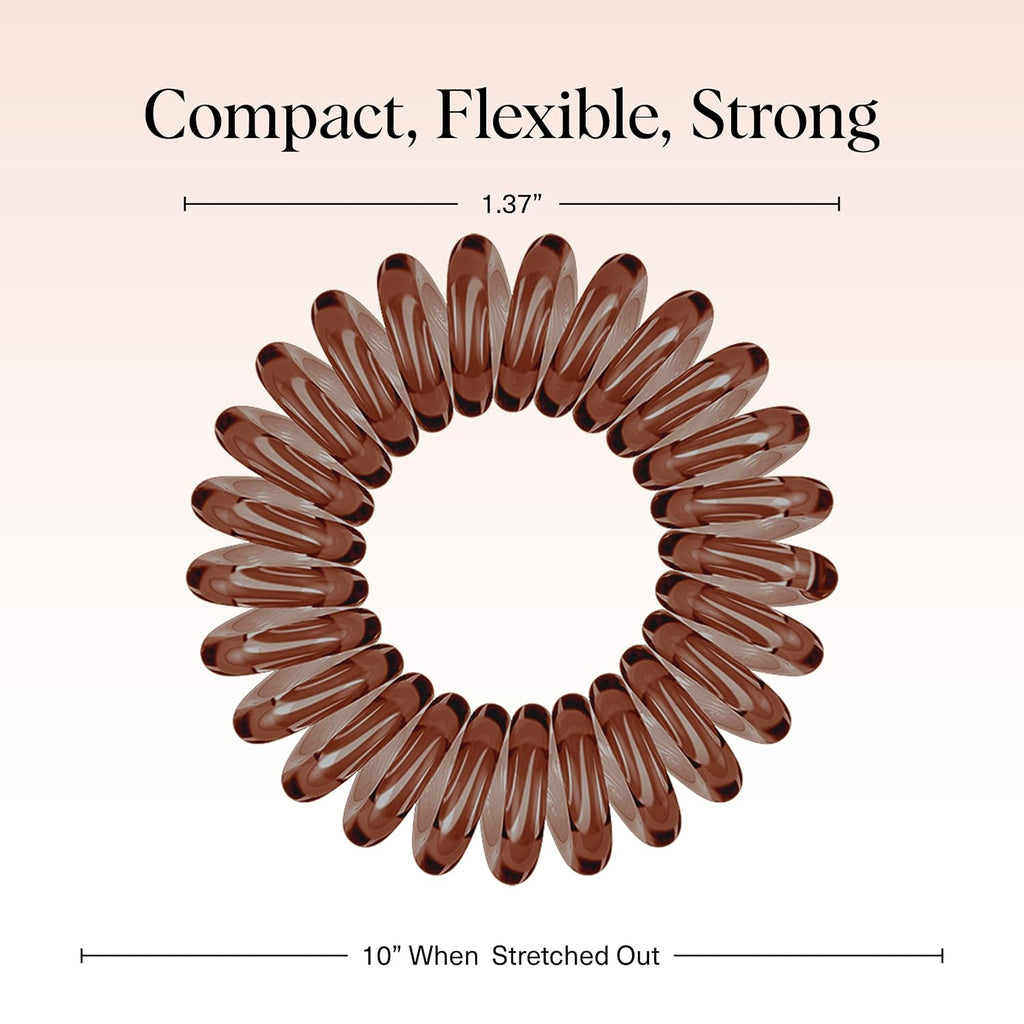 Kitsch Spiral Hair Ties For Women – Coiled Plastic Hair Ties No Damage, Ponytail Holders For Thick And Thin Hair – Creaseless And Dent-Free, Phone Cord Style - Brunette, 8 Pcs