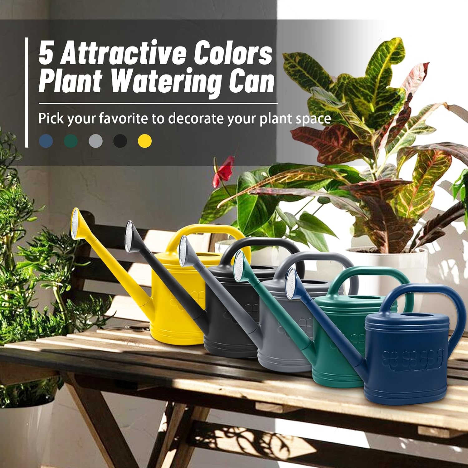 2 Gallon Watering Can, Outdoor Watering Can For Plants, Garden Water Can With Removable Long Spout And Stainless Steel Sprinkler Head, Large Water Can For Greenhouse (Dark Blue, 2 Gallon)