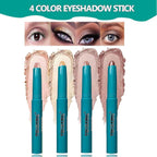 4 Color Eyeshadow Stick Set Eye Shadow Brightener Stick Cream Shimmer Glitter Smooth Eyeshadow Primer Pencil Waterproof Long Lasting Highlighter Eye Makeup Eye Shadow 4Pcs