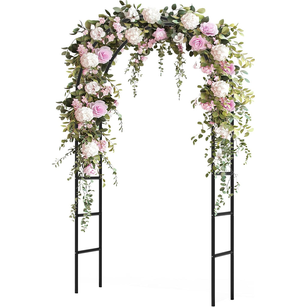Garden Arch Trellis For Climbing Plants Outdoor - Height: 94.5", Length: 55", Sturdy Metal Garden Arbor With Rust-Proof Coating, Garden Arch For Wedding Decorations And Balloon Arch Stand