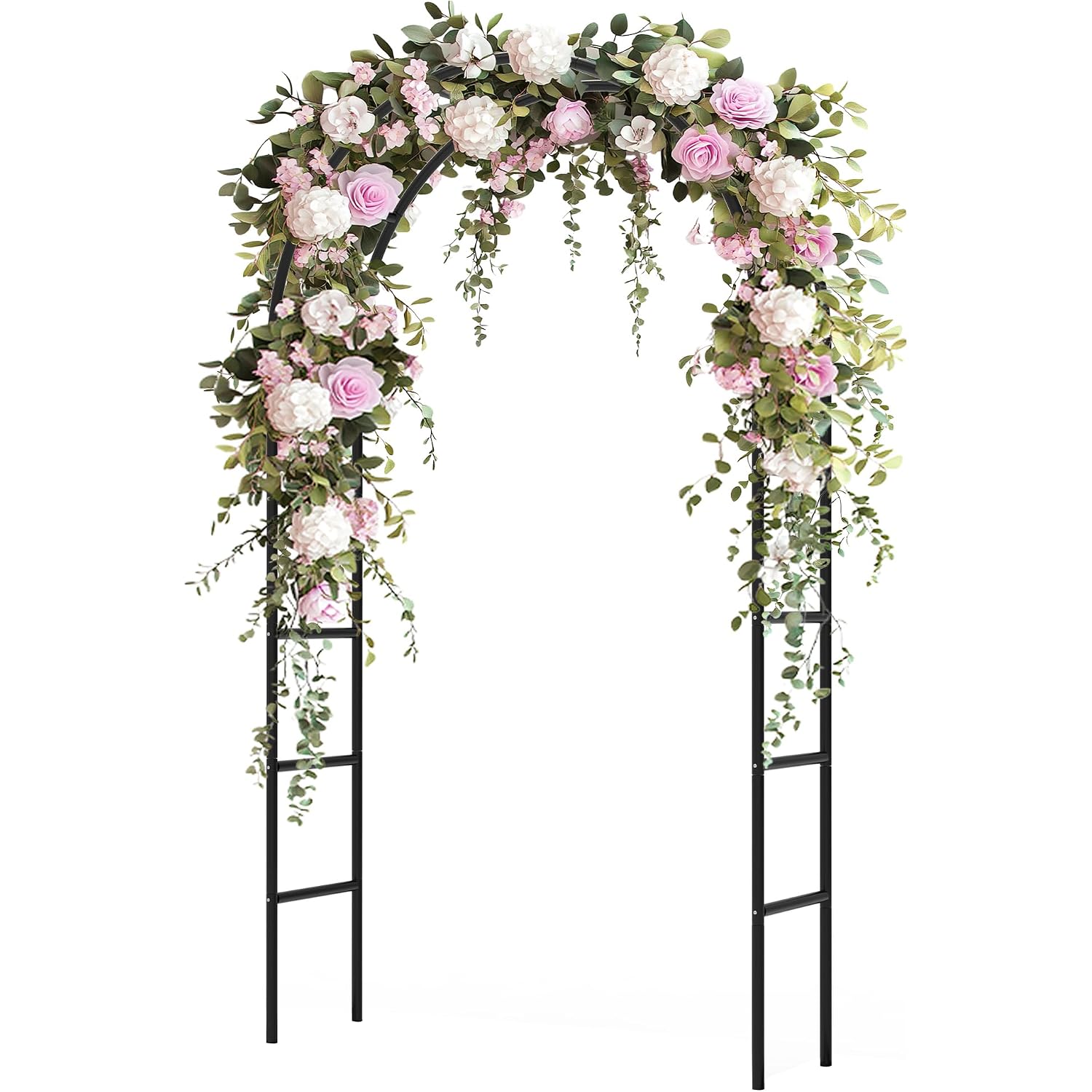 Garden Arch Trellis For Climbing Plants Outdoor - Height: 94.5", Length: 55", Sturdy Metal Garden Arbor With Rust-Proof Coating, Garden Arch For Wedding Decorations And Balloon Arch Stand