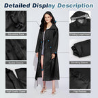 Lama Womens Long Raincoats Rain Jacket Waterproof Packable Hooded Windbreaker Lightweight Adjustable Waist For Outdoor