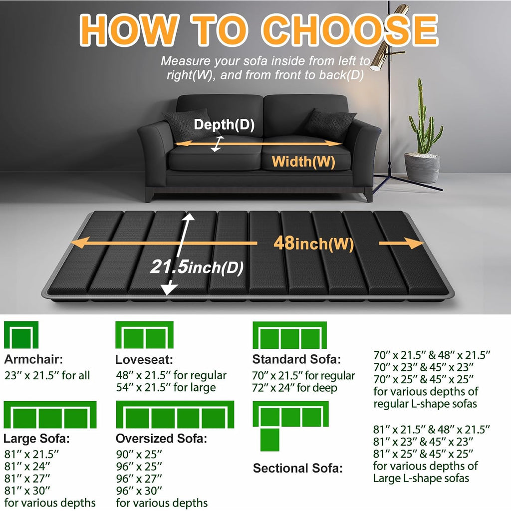 Laveve Heavy Duty Couch Cushion Support Board For Sagging Sofa, 21.5''X48'' Extra Thick Solid Wood Under Couch Insert With Anti-Slip Dots, Repair Sagging Spring Sofa And Replace Worn Cushions
