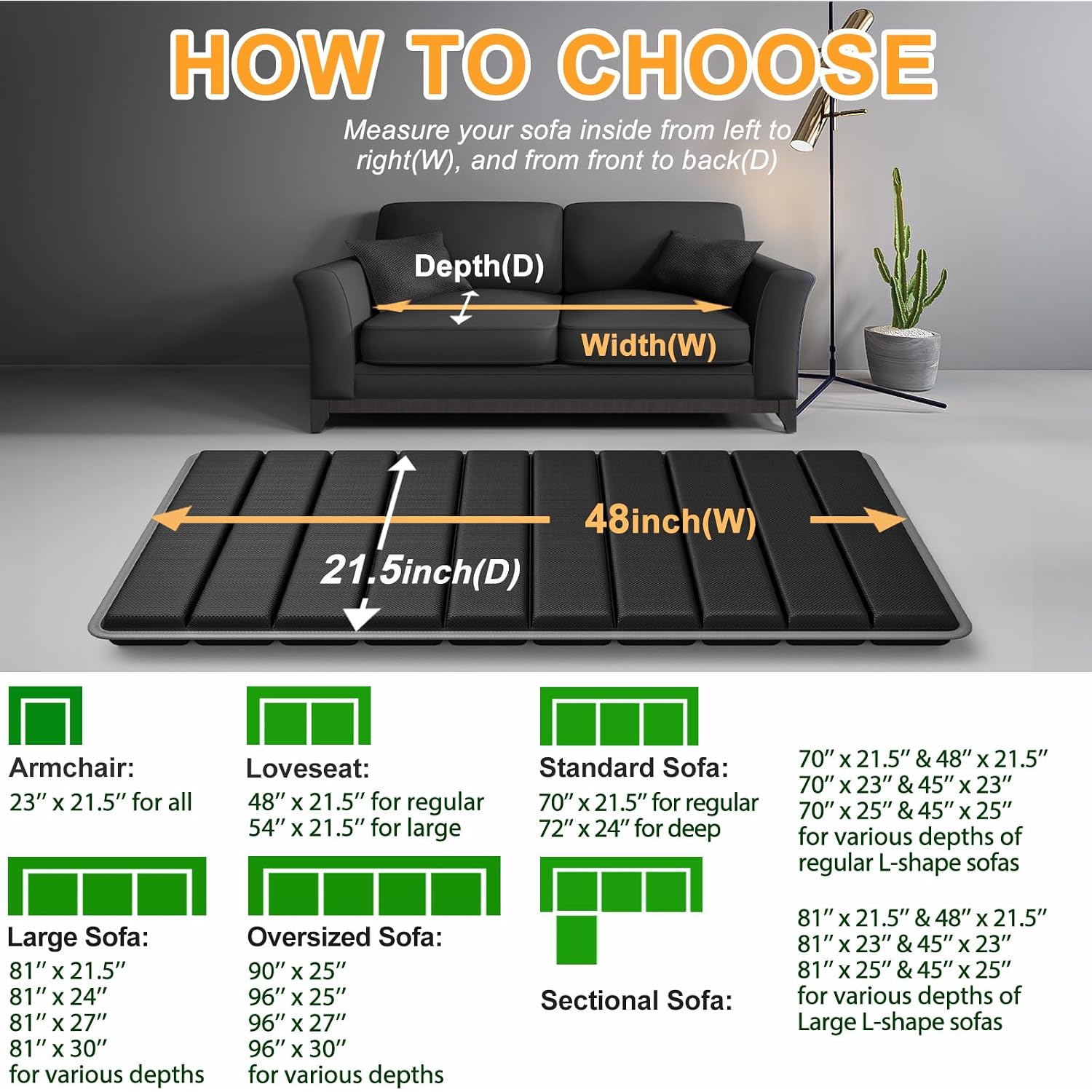 Laveve Heavy Duty Couch Cushion Support Board For Sagging Sofa, 21.5''X48'' Extra Thick Solid Wood Under Couch Insert With Anti-Slip Dots, Repair Sagging Spring Sofa And Replace Worn Cushions