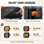 Sweetcrispy Air Fryer 6 Quarts With Window, 12-In-1 Square Airfryer Oven For Family, 400°F Rapid Air Crispy Technology, Roast Bake Dehydrate, Nonstick & Easy-Clean Basket