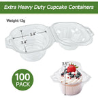 Dealusy 100 Pack Individual Cupcake Containers With Airtight Dome Lids, Clear Plastic Single Cupcake Boxes, Stackable Disposable Muffin Holders For Baking, Parties, Weddings & Picnics