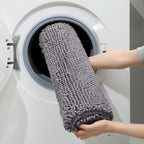HOMEIDEAS 3 Pieces Bathroom Rugs, Soft Thick Absorbent Chenille Bath Mats, Washable Non-Slip Floor Rugs for Shower & Bath, Grey
