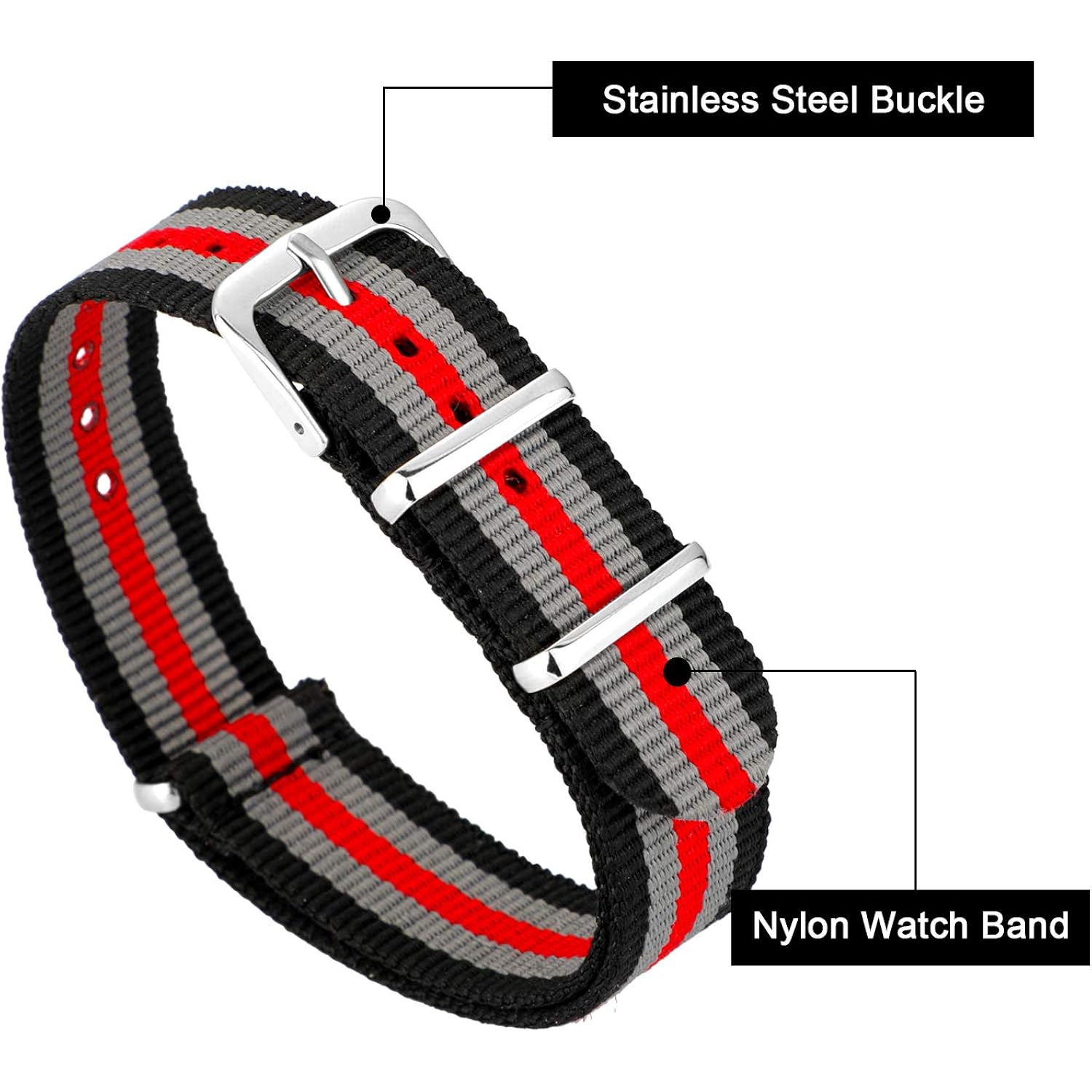 Meekoo 10 Pieces Nylon Watch Strap Military Replacement Watch Band With Stainless Steel Buckle For Men And Women'S Band Replacing, 18 Mm(Classic Colors)