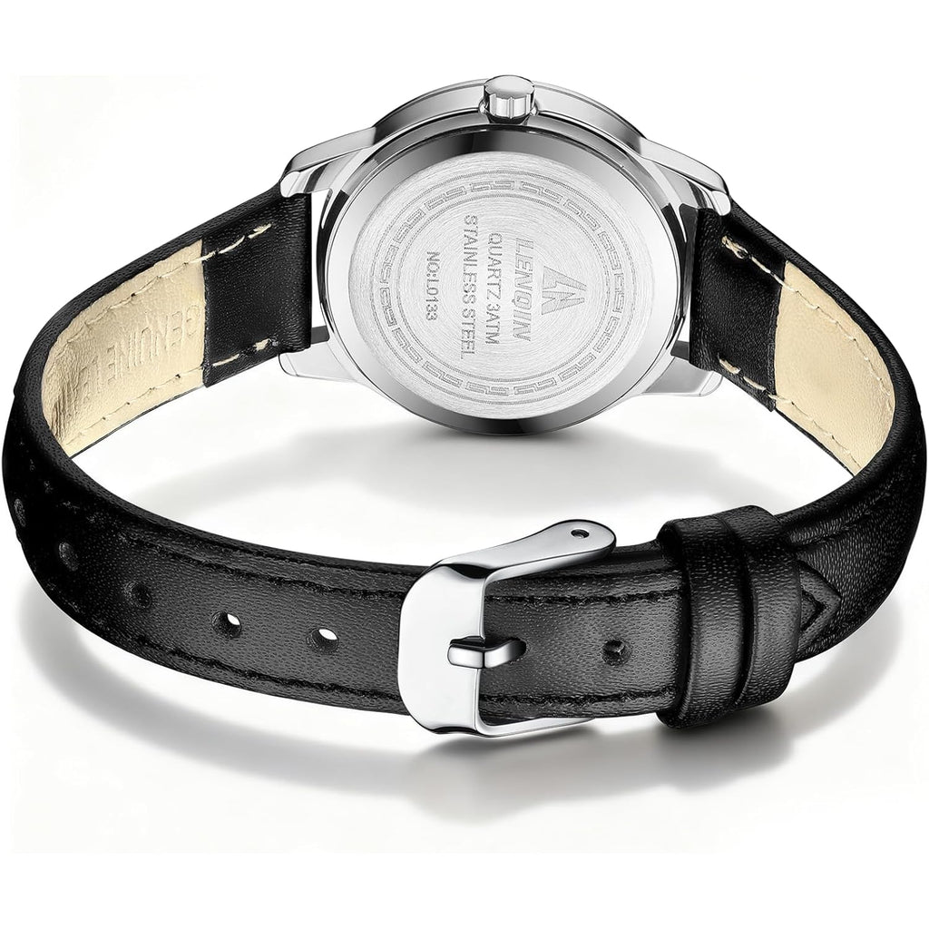 LN LENQIN Ladies Watches Analog Quartz Watch for Women Waterproof Women's Wrist Watches Easy Reader Womens Watch with Leather Strap