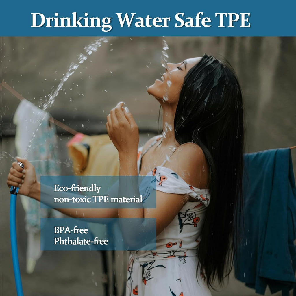 Garden Hose 5/8 In X 50 Ft, Made Of Tpe (Betterthan Pvc/Hybrid Polymer), Lightweight Yet Durable Water Hose With Ergonomic Grip, Drinking Water Safe Material, All-Weather, 3/4" Ght Fittings