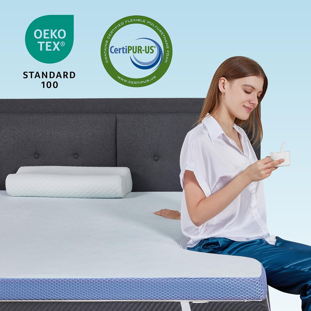 Bedspick Twin Xl Mattress Topper College Dorm, 3 Inch Memory Foam Cooling Gel Bed Foam Mattress Topper For Pain Relief, Dorm Room Essential, Washable Cover, Non-Slip Elastic Band, Certipur-Us