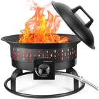 Outdoor Portable Propane Fire Pit, 19-Inch,60,000 Btu With Cover&Carry Kit,Camping Propane Fire Pits,Gas Firebowl,Portable Gas Fire Pit For Outside Patio,Backyard,Camping,Rv,Deck,Tailgating