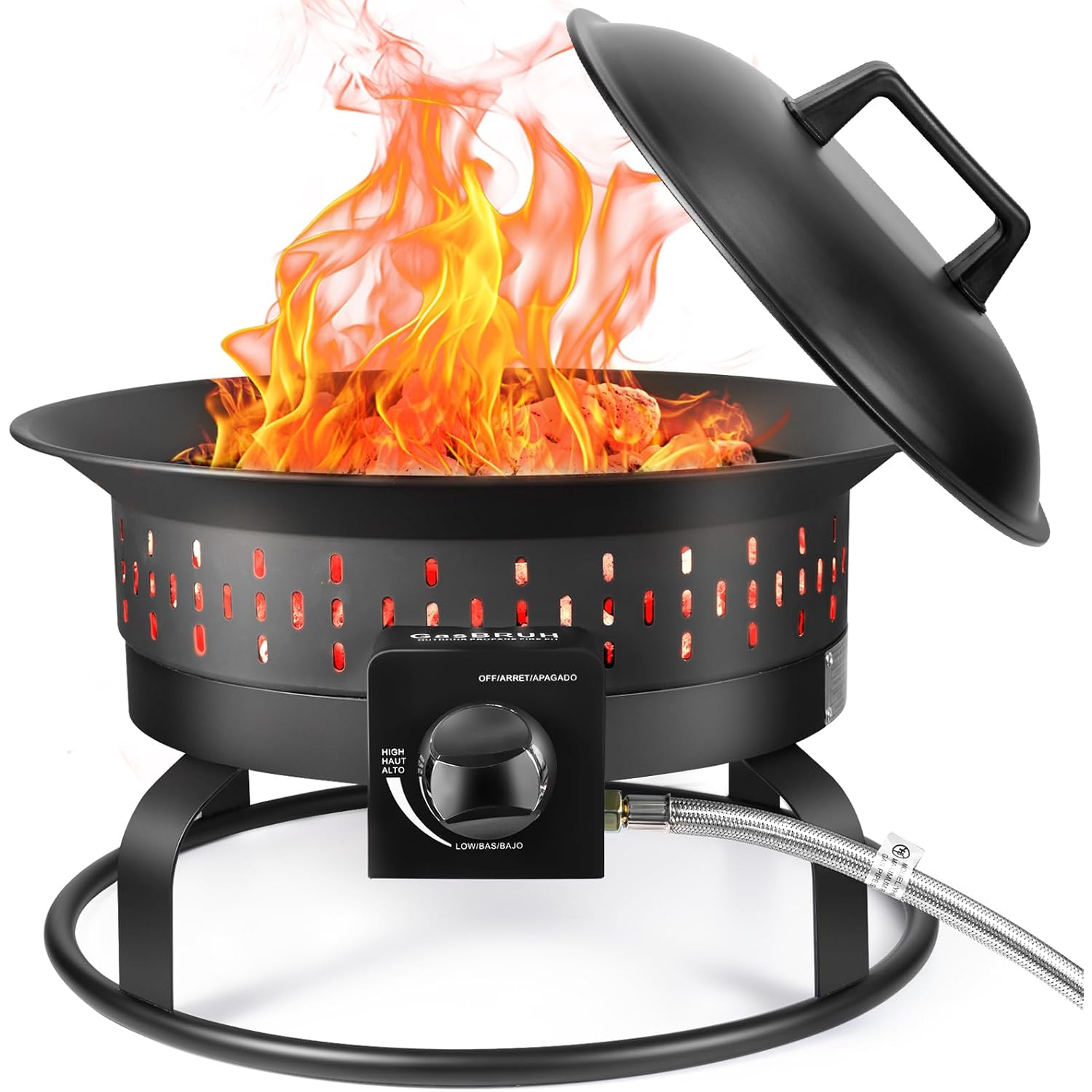 Outdoor Portable Propane Fire Pit, 19-Inch,60,000 Btu With Cover&Carry Kit,Camping Propane Fire Pits,Gas Firebowl,Portable Gas Fire Pit For Outside Patio,Backyard,Camping,Rv,Deck,Tailgating