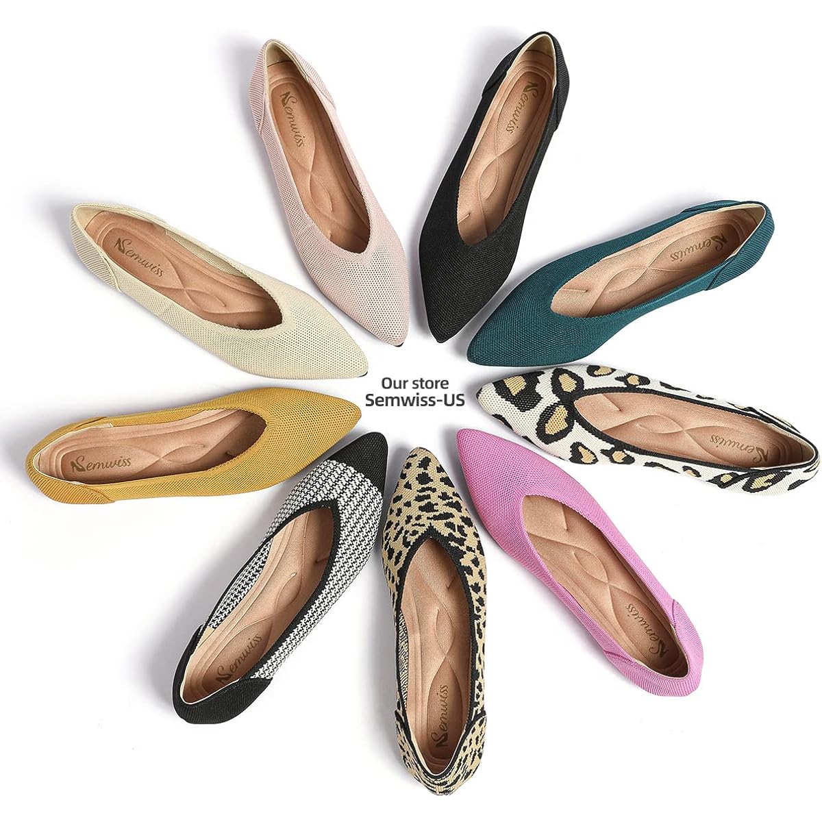 Women'S Ballet Flats Comfortable Casual Dressy Shoes,Work Flats Office Shoes Pointed Toe Leopard Flats.