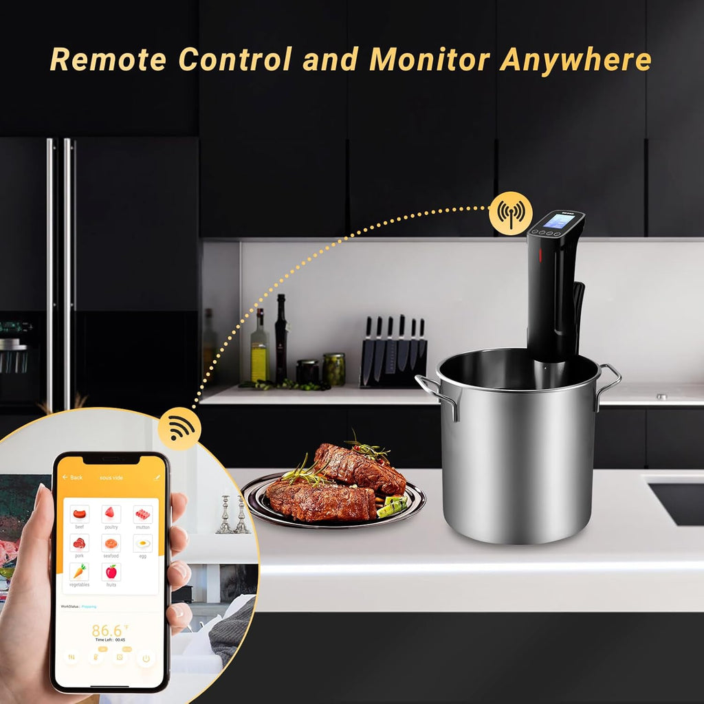 INKBIRD WIFI Sous Vide Cooker ISV-100W, 1000 Watts Sous Vide Machine Immersion Circulator with 14 Free Preset Recipes on APP & Calibration Function, Thermal Immersion, Fast-Heating with Timer