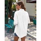 Zeagoo Womens Button Down Shirts Long Sleeve Cotton Gauze Tops Casual Collared Blouses Loose Fit