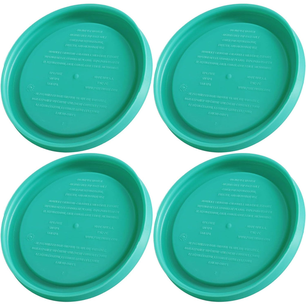 Pyrex 7202-Pc 1-Cup Green Food Storage Lid (4-Pack) - Made In Usa | Bpa-Free Plastic | Spill-Reducing Closure | Lightweight Construction | Kitchen Organization
