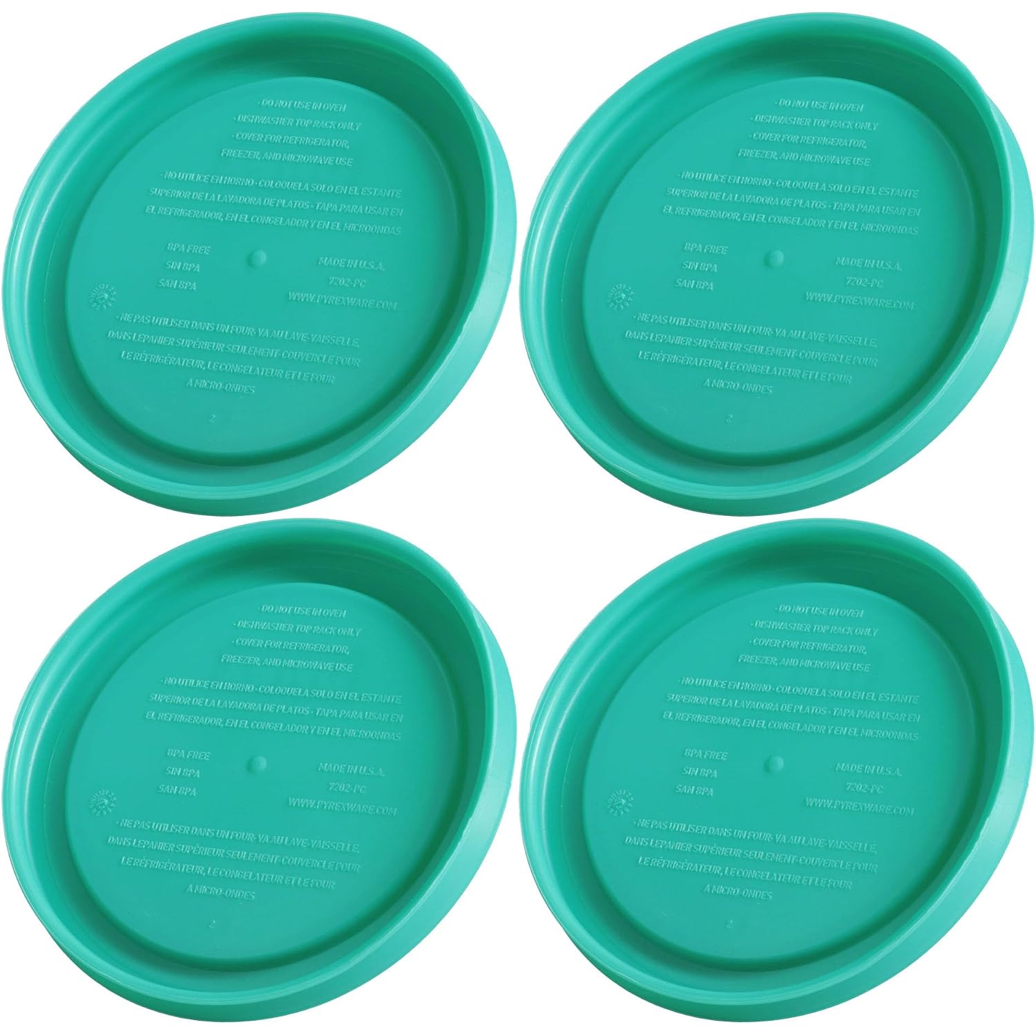 Pyrex 7202-Pc 1-Cup Green Food Storage Lid (4-Pack) - Made In Usa | Bpa-Free Plastic | Spill-Reducing Closure | Lightweight Construction | Kitchen Organization